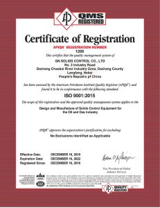 API Certificate-ISO 9001